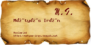 Mátyás Irén névjegykártya